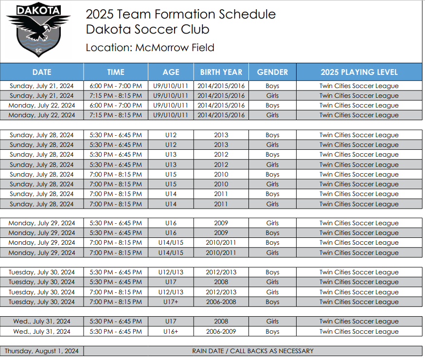 DSC 2025 Team Formation Schedule